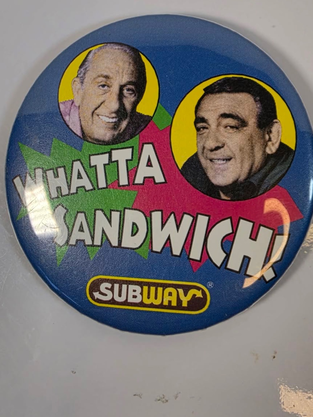 RARE! Whatta Sandwich! Subway Restaurant Pin - Male Portraits